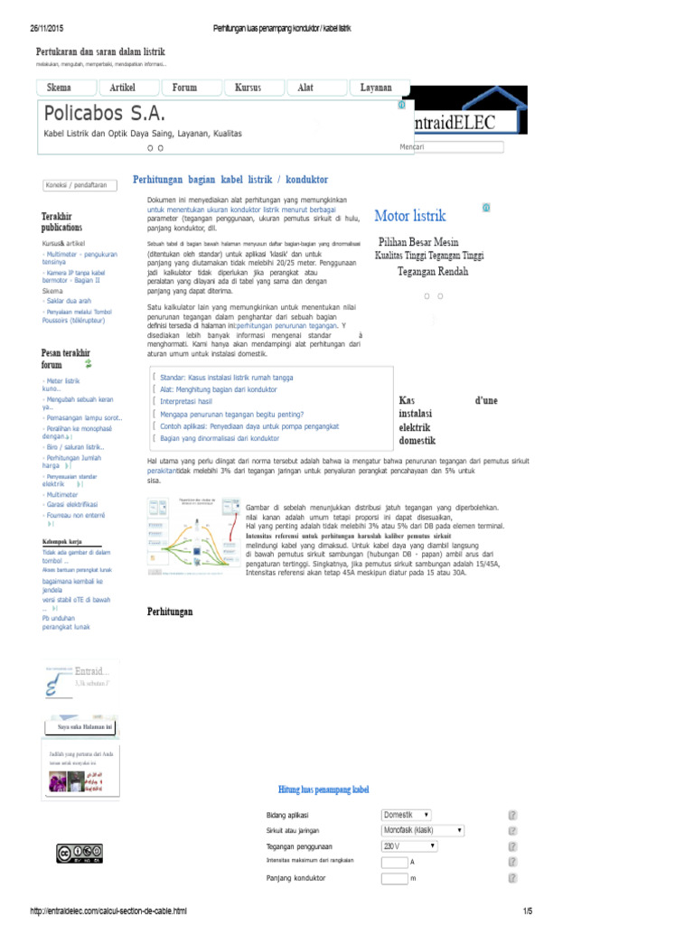 Perhitungan Bagian Konduktor - Kabel Listrik | PDF