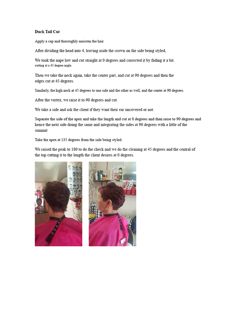 Duck Tail Haircut Techniques | PDF | Hairstyle | Triangle