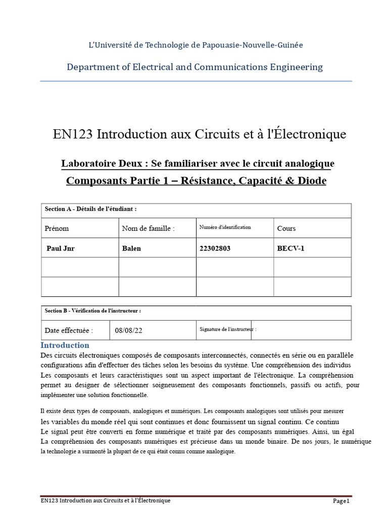 Introduction aux Composants Électroniques | PDF | Condensateur ...