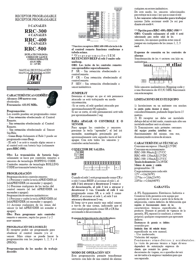 Manual de Instalación RRC-400 y RRC-500 | PDF | Relé | Control remoto