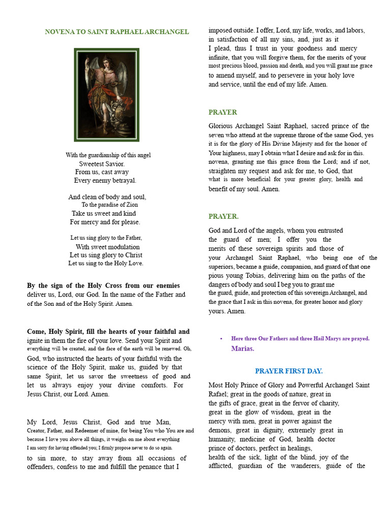Novena Prayer to Saint Raphael Archangel | PDF | Glory (Religion ...