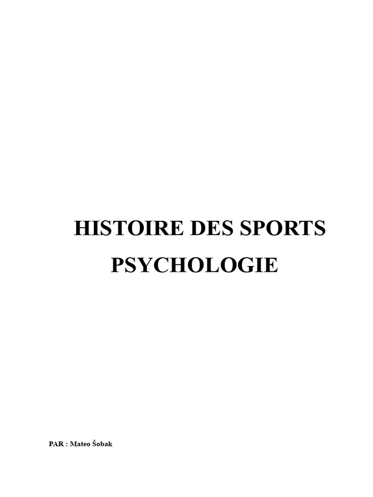 Psychologie du Sport : Histoire et Développement | PDF | Psychologie ...