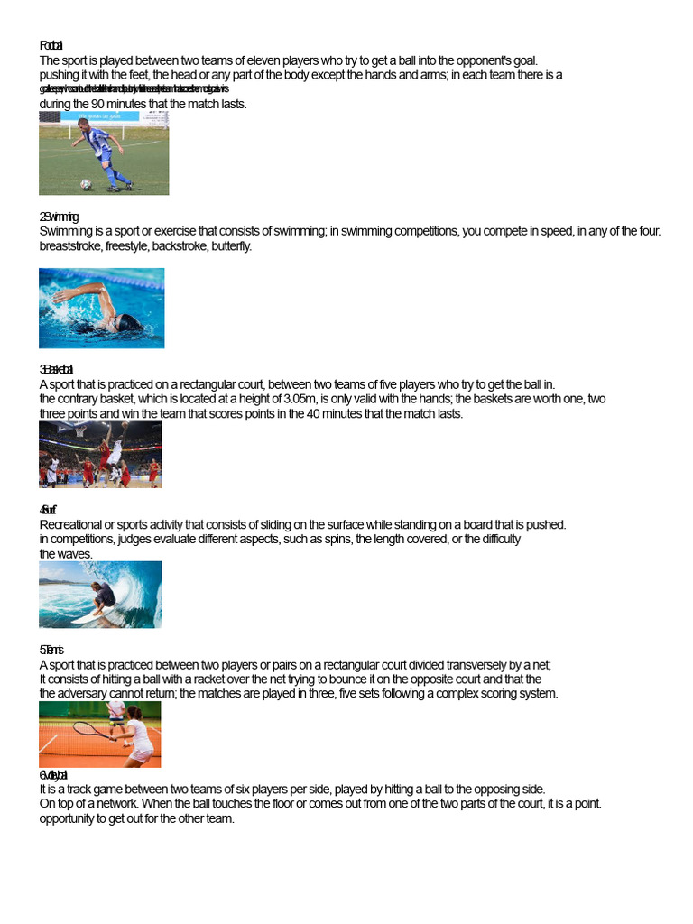 Overview of 20 Popular Sports | PDF | Athletic Sports | Sports