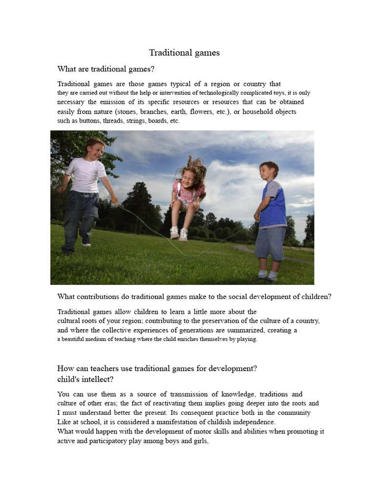 Traditional Games | PDF | Behavior Modification | Cognition
