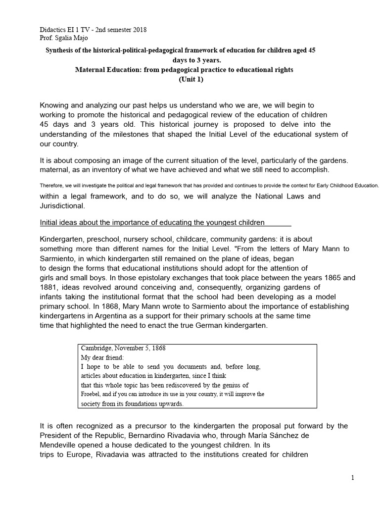 Historical Framework of Early Childhood Education | PDF | Preschool ...