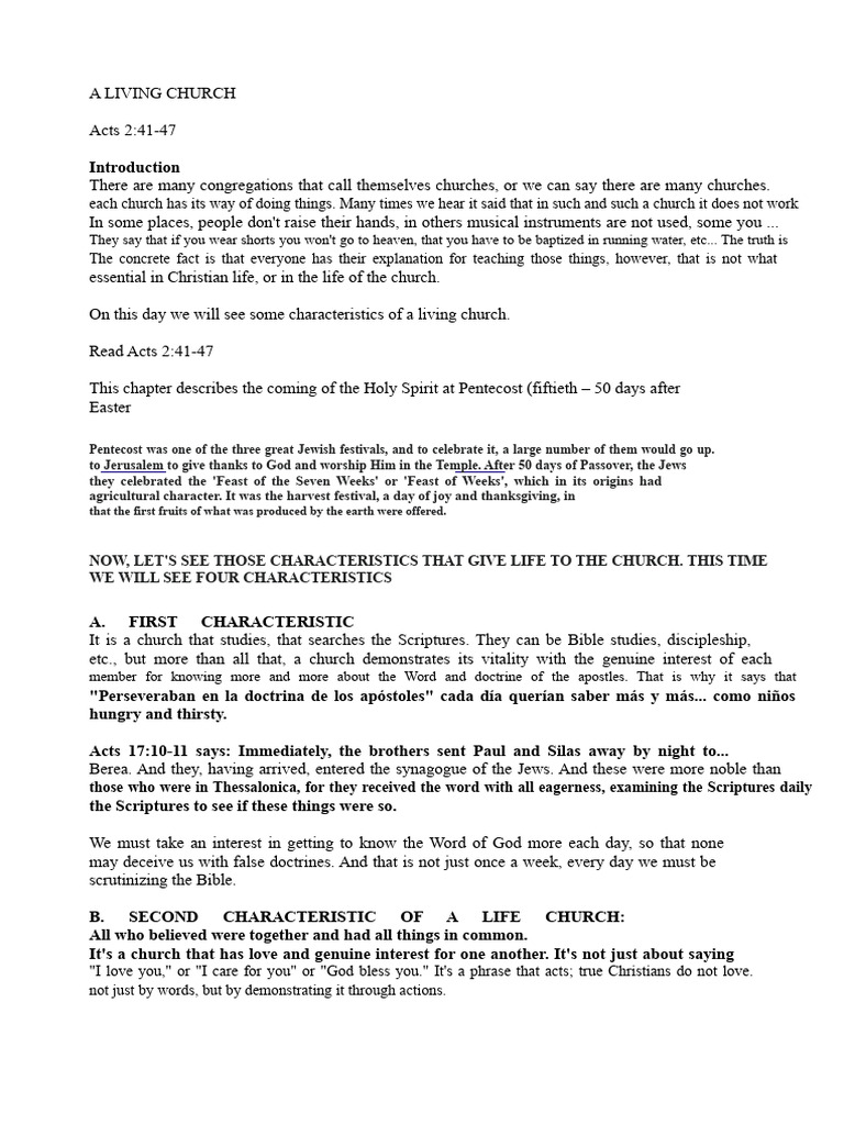 Sermon: A Living Church | PDF | Pentecost | Acts Of The Apostles