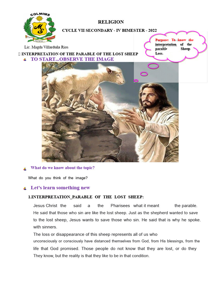 Interpretation of the Lost Sheep Parable | PDF | Theology | Christian ...