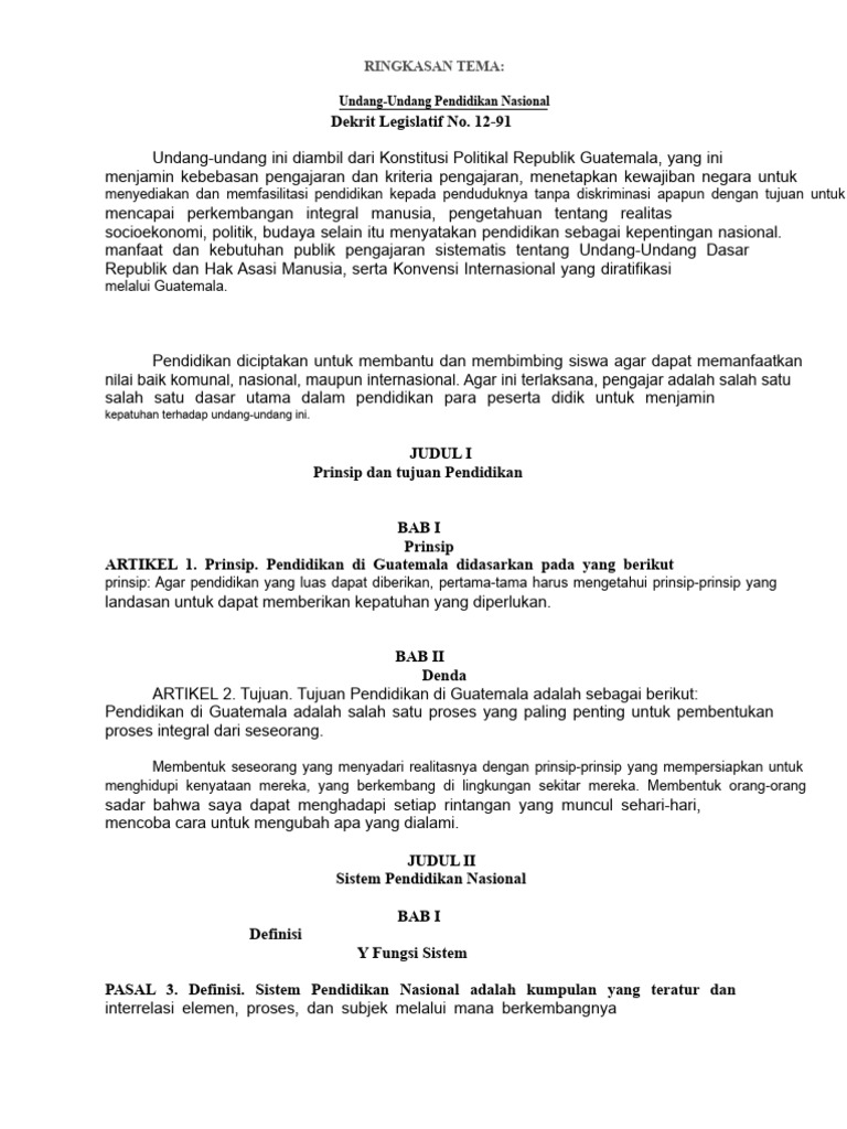 Undang-Undang Pendidikan Guatemala | PDF
