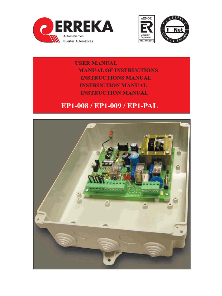 Erreka EP1-009 User Manual | PDF | Switch | Power Supply