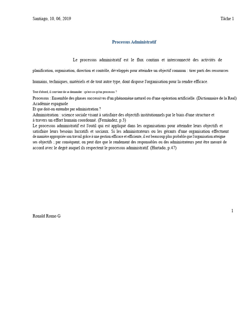 Processus Administratif : Définition et Fonctions | PDF | Planification