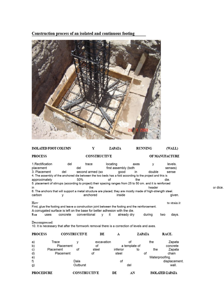 Isolated Footing Construction Process | PDF | Concrete | Mechanical ...