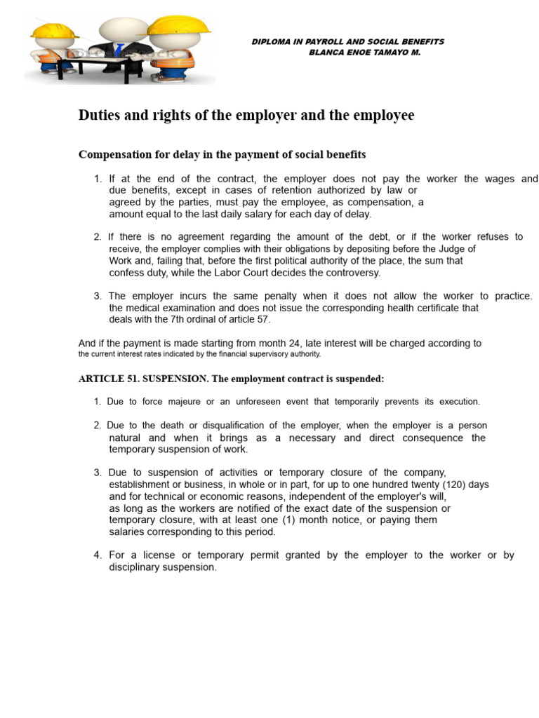 Employer Obligations and Employee Rights | PDF | Employment | Salary
