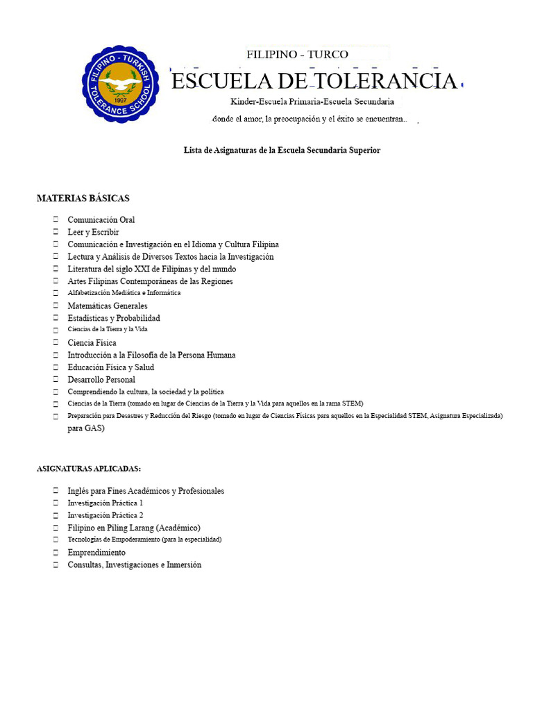 Lista de Materias de Secundaria Superior | PDF | Humanidades | Science
