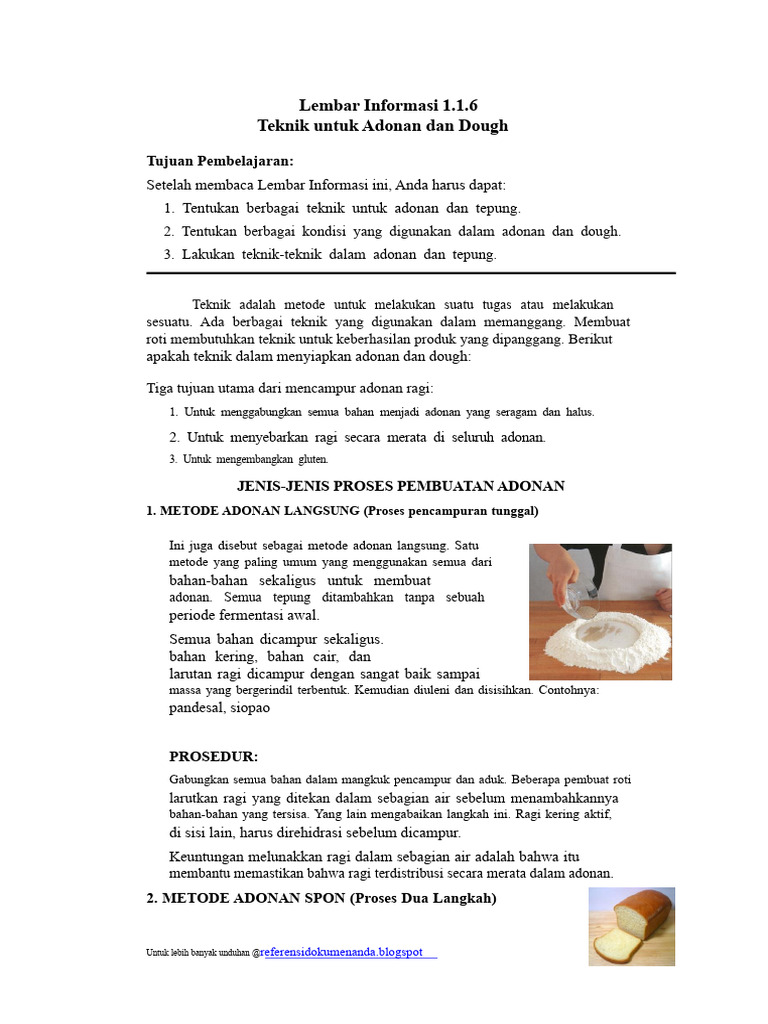 Teknik Pembuatan Adonan Roti | PDF