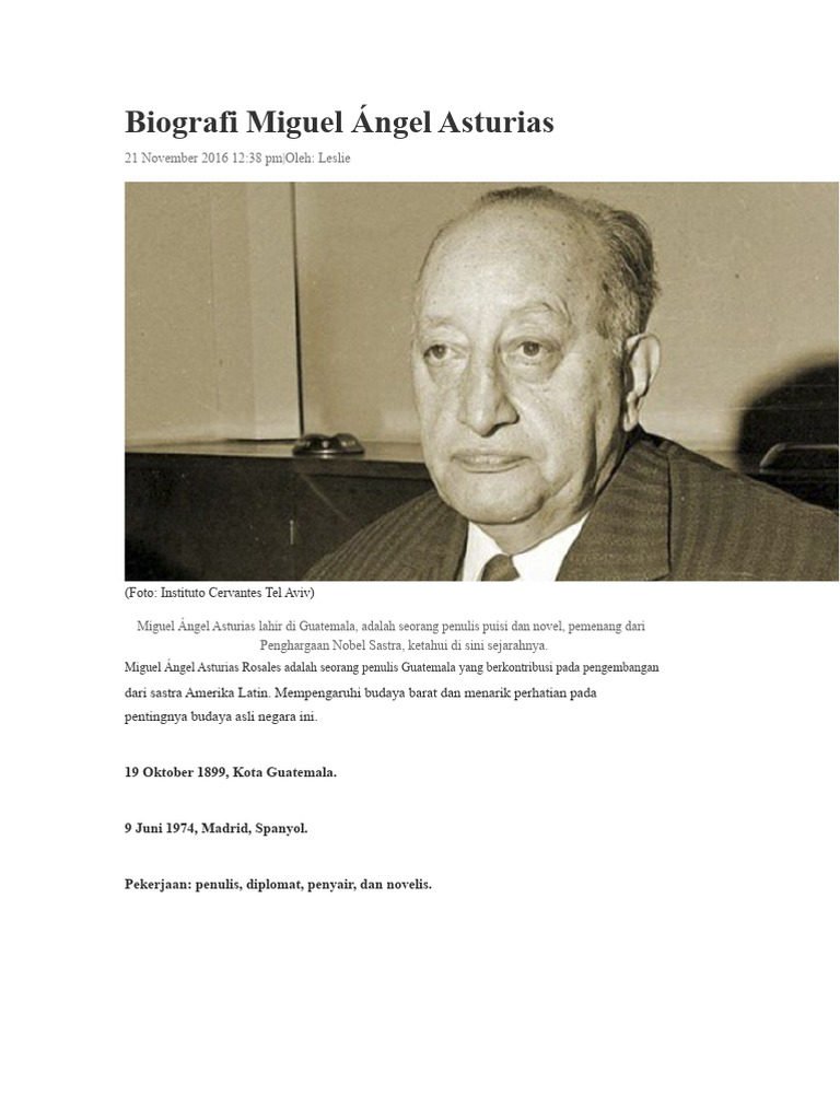 Biografi Miguel Ángel Asturias | PDF