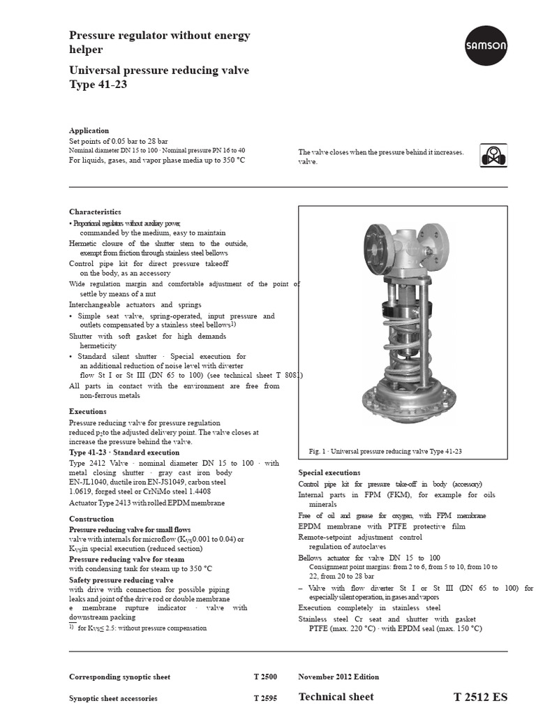 Universal Pressure Reducing Valve 41-23 | PDF | Valve | Pipe (Fluid ...