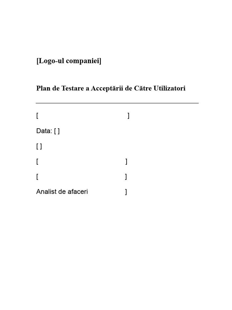 Plan de Testare A Acceptării Utilizatorului | PDF