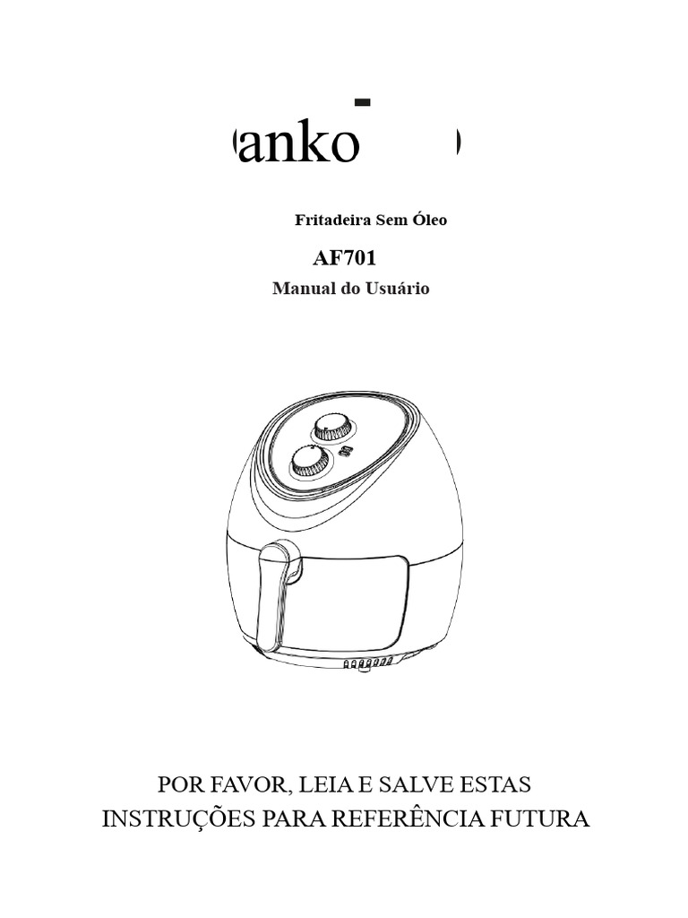 Manual de Uso da Fritadeira Sem Óleo AF701 | PDF | Fritar (culinária ...