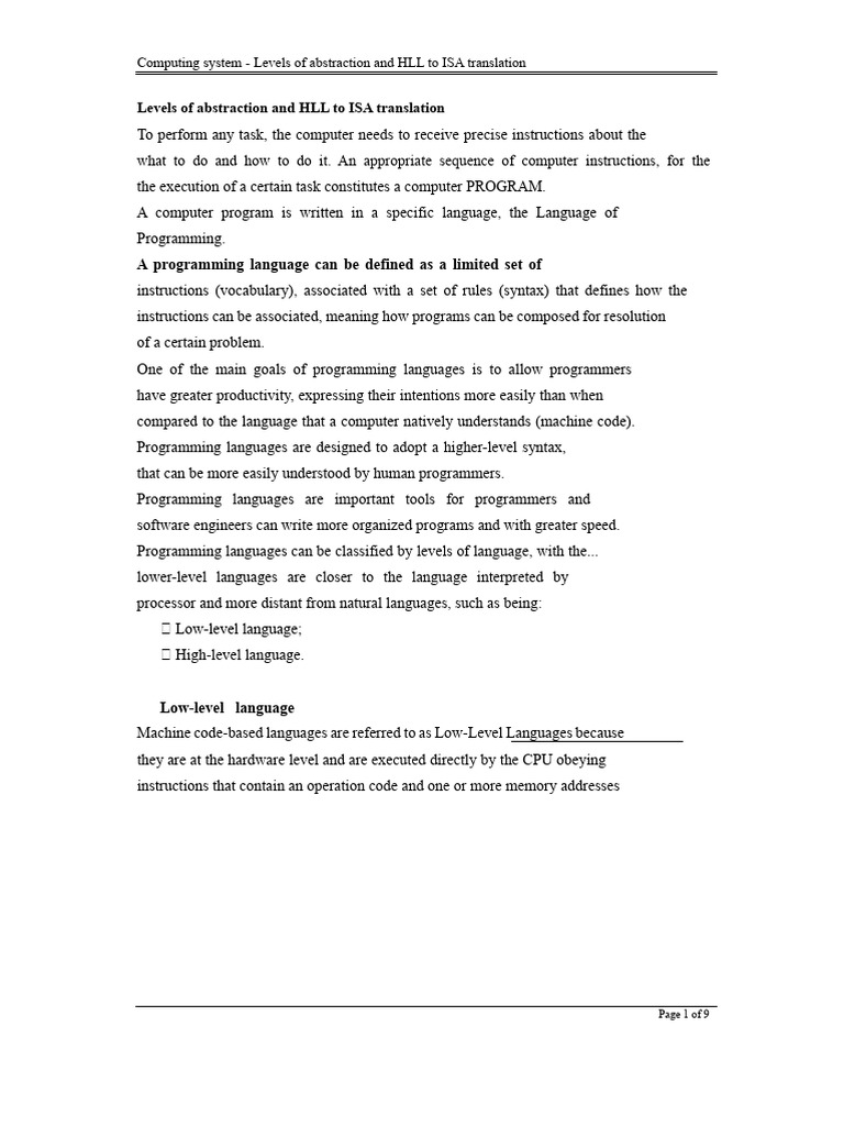 Levels of Abstraction and Translation - Part I | PDF | Assembly ...