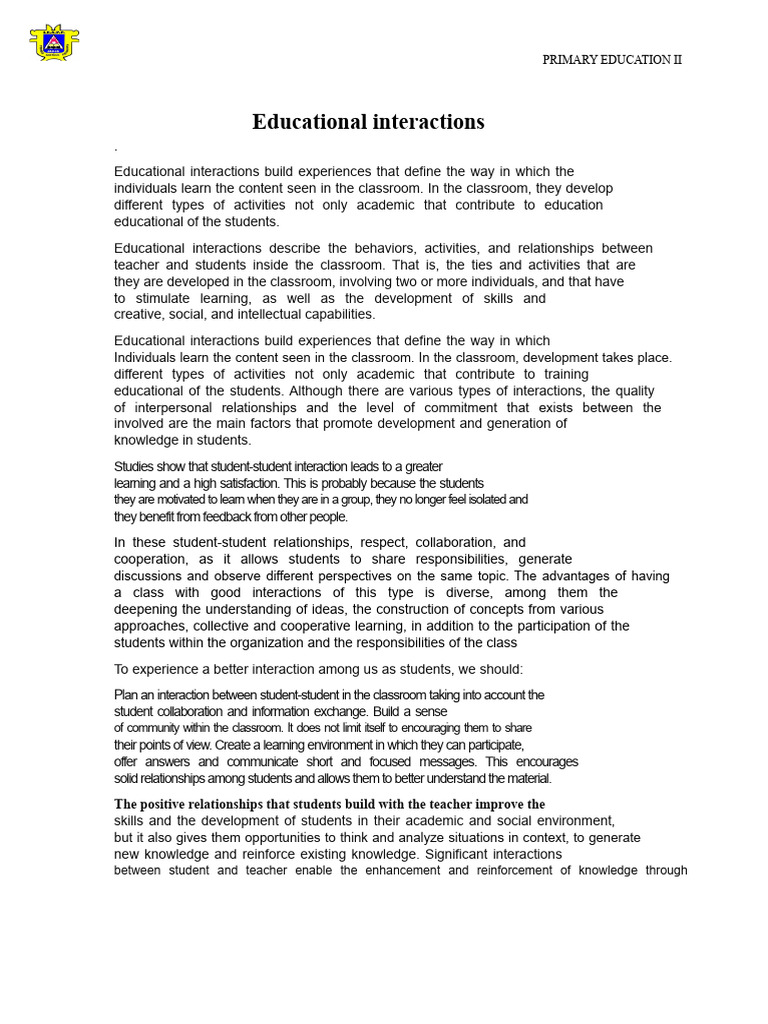 MODULE 9 Educational Interactions | PDF | Learning | Teachers