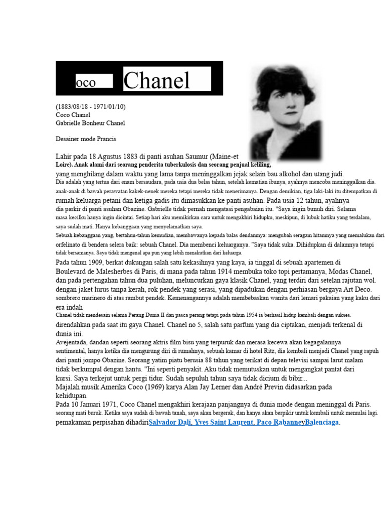 Warisan Mode Ikonik Coco Chanel | PDF