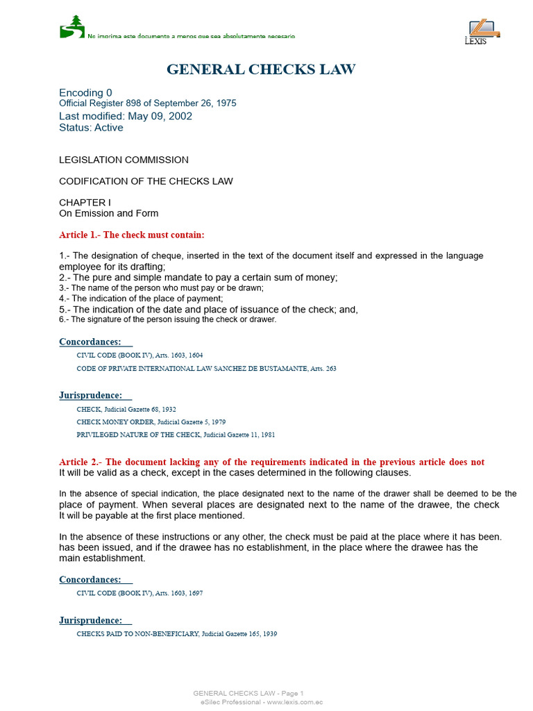 General Check Law | PDF | Cheque | Banks