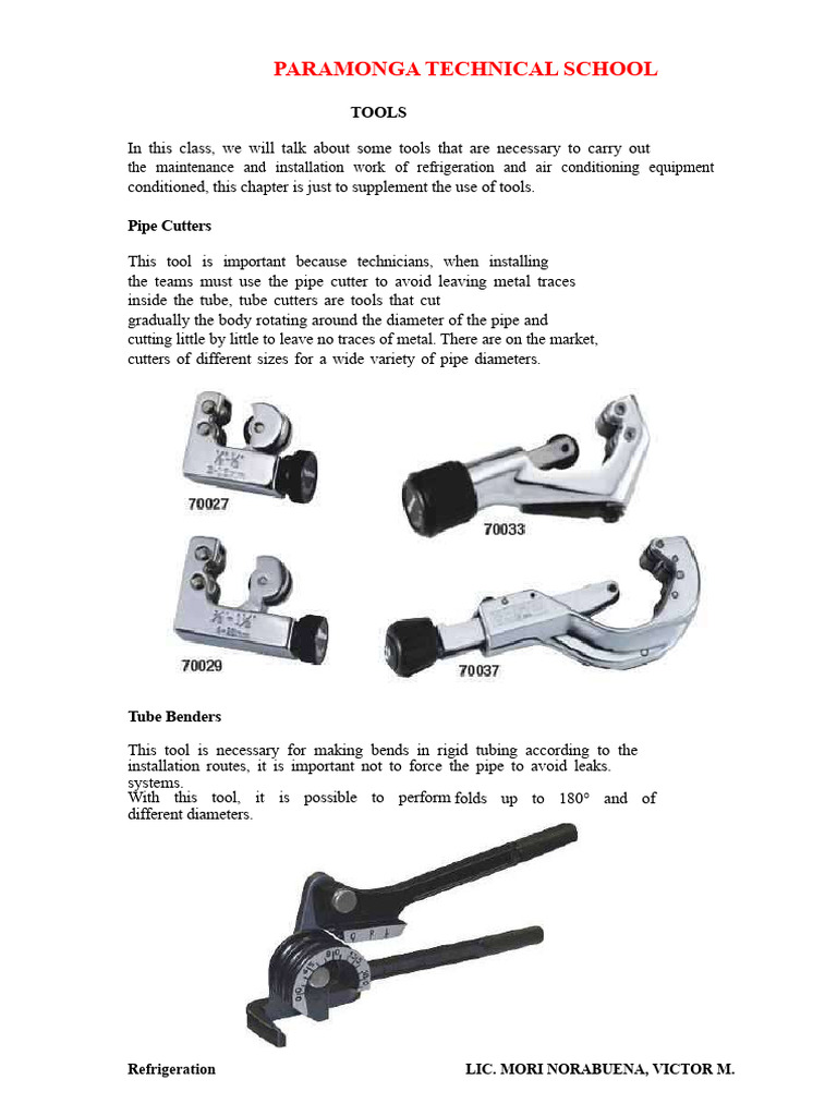 Refrigeration Tools | PDF | Pipe (Fluid Conveyance) | Pressure Measurement
