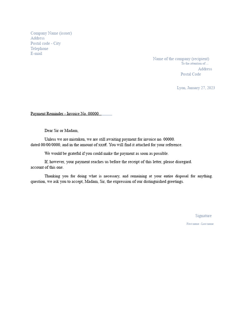 Payment Reminder Letter Template | PDF