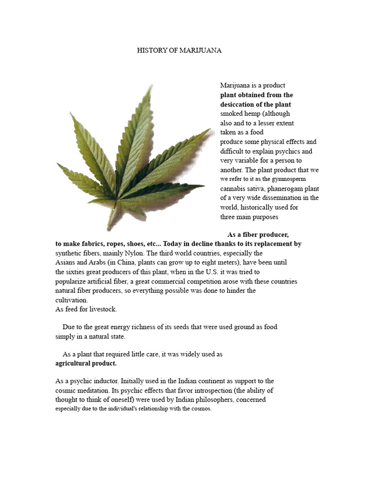 Comprehensive History of Marijuana | PDF | Cannabis (Drug) | Medical ...