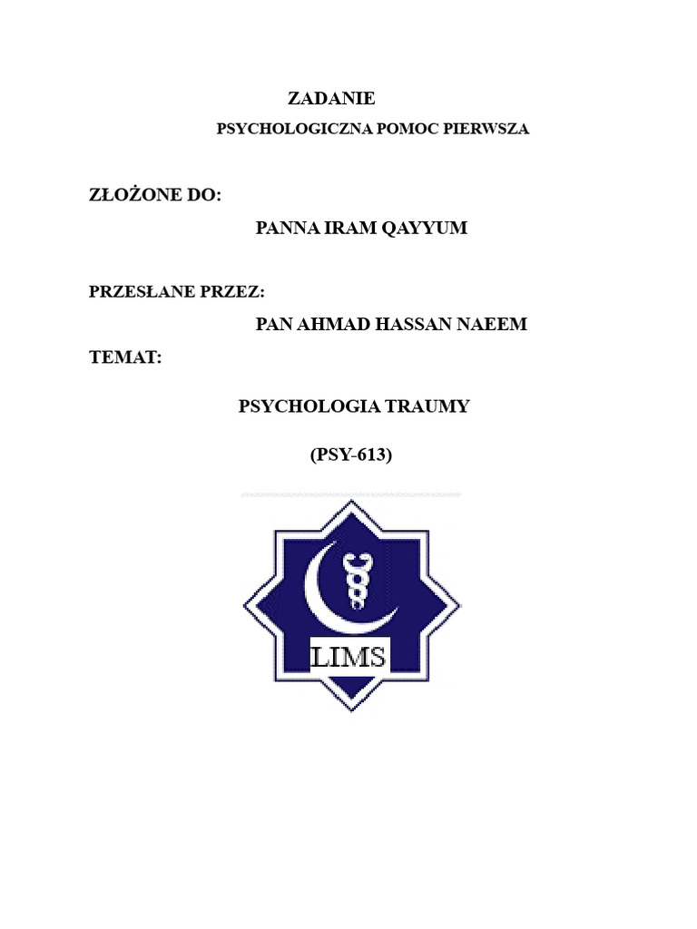 Pierwsza Pomoc Psychologiczna | PDF