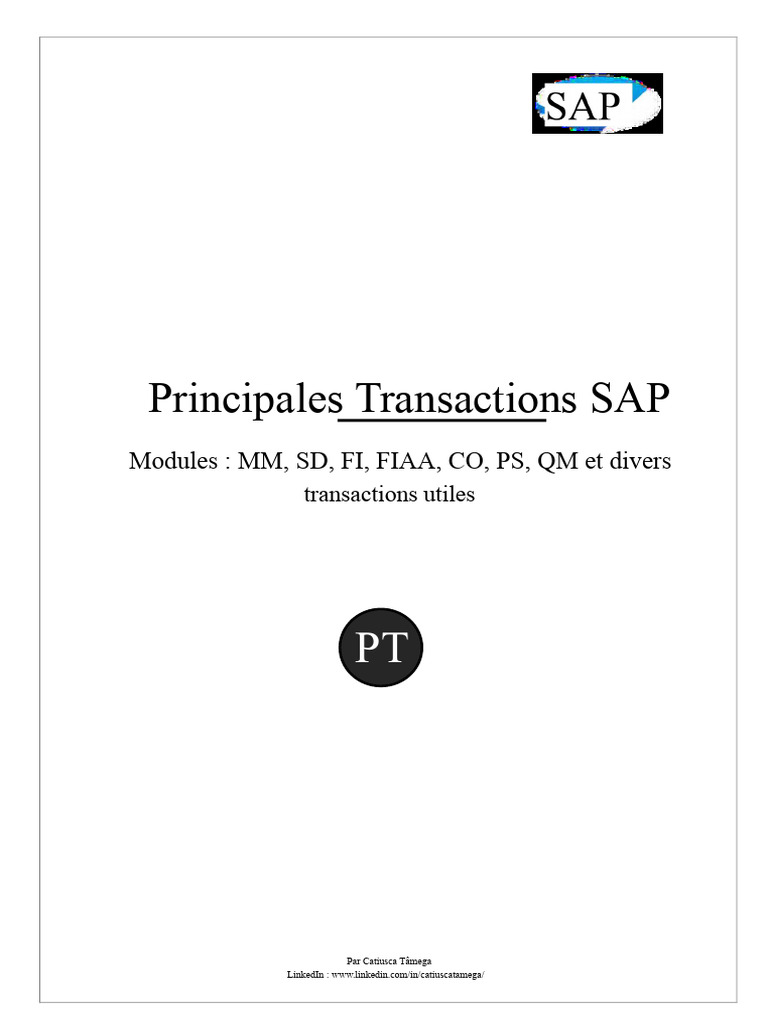 Transactions Clés SAP par Module | PDF | Facture | Comptabilité