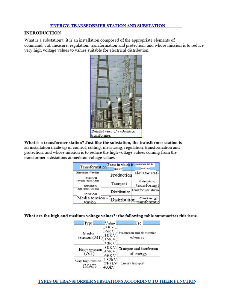 Types of Transformer Substations Explained | PDF | Power Engineering ...