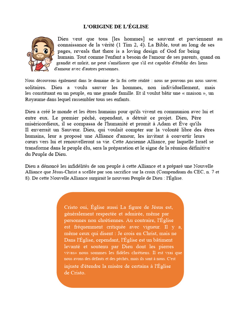 Origine et Mission de l'Église | PDF | Église chrétienne | Jésus