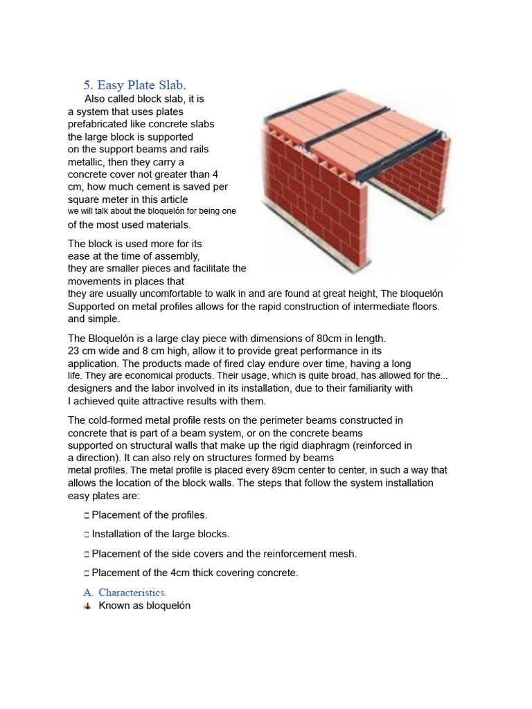 Easy Plate Slab Construction Guide | PDF | Concrete | Reinforced Concrete