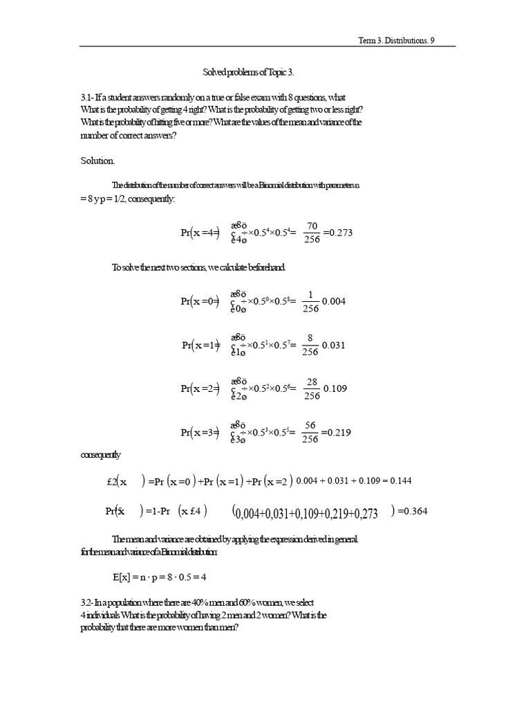 Binomial and Normal Distribution Problems | PDF | Variance ...