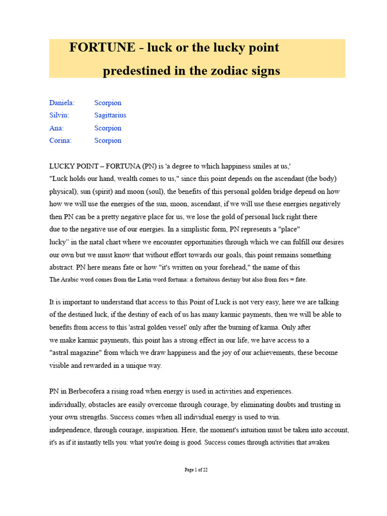 Zodiac Signs and Their Lucky Points | PDF | Planets In Astrology