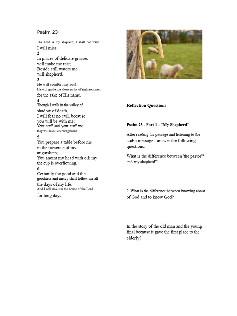 Psalm 23 Reflection