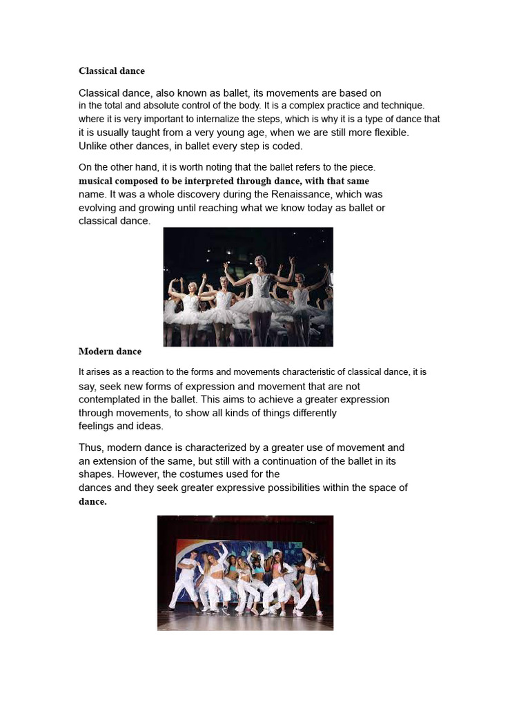 20 Types of Dances | PDF | Dances | Ballet