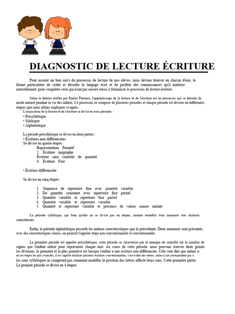 Diagnostic du processus de lecture-écriture | PDF | Syllabe | Linguistique