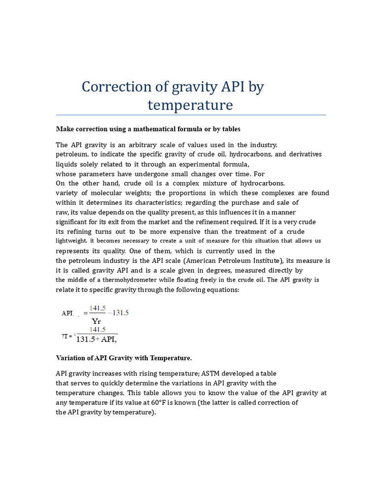 API Gravity Temperature Correction Guide | PDF | Applied And ...