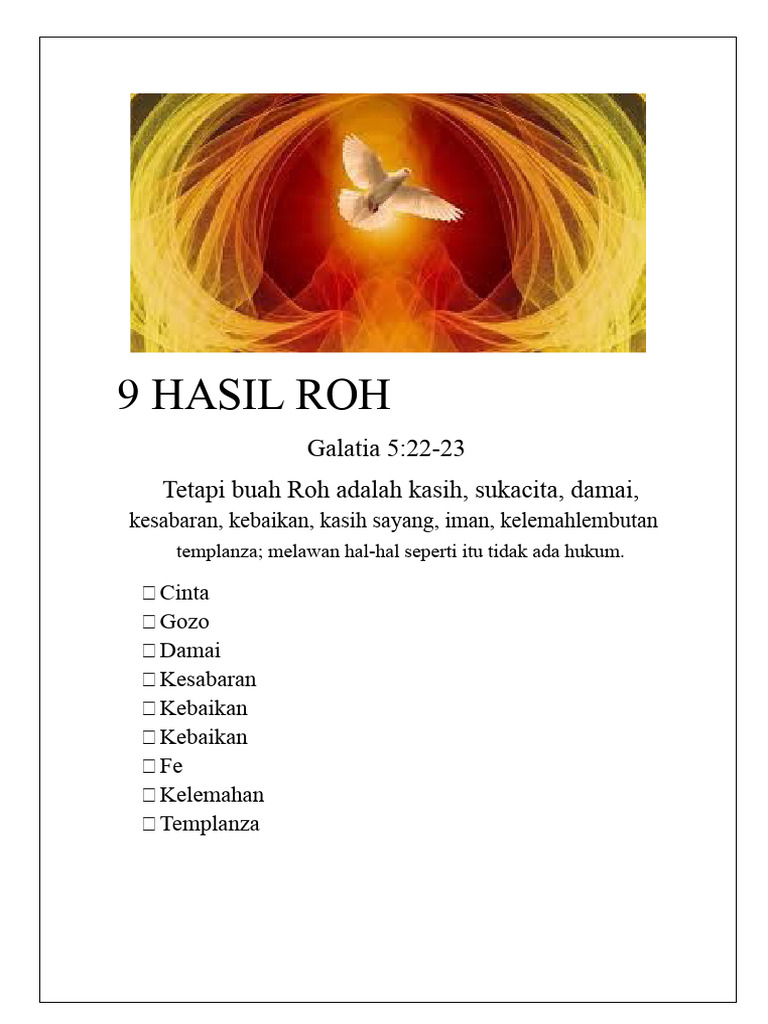 9 Kualitas Buah Roh dalam Kekristenan | PDF