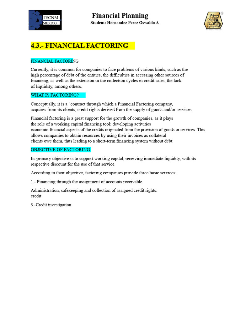 4.3. - Financial Factoring | PDF | Factoring (Finance) | Credit