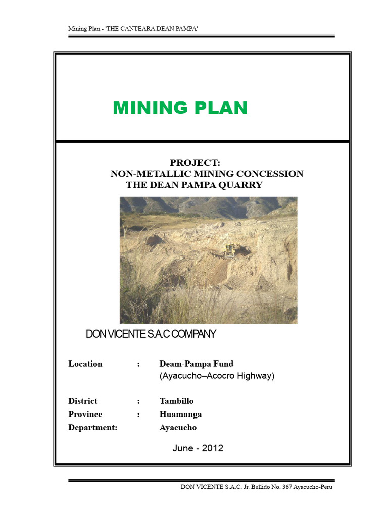 Dean Pampa Quarry Mining Plan | PDF | Mining | Rock (Geology)
