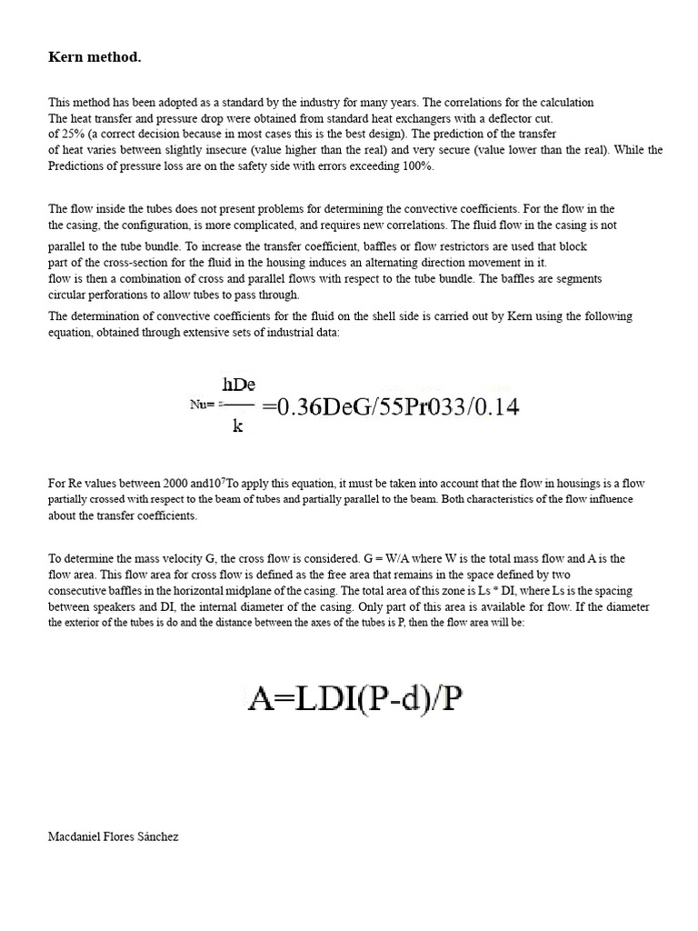 Kern Method for Heat Exchanger Design | PDF | Heat | Heat Transfer