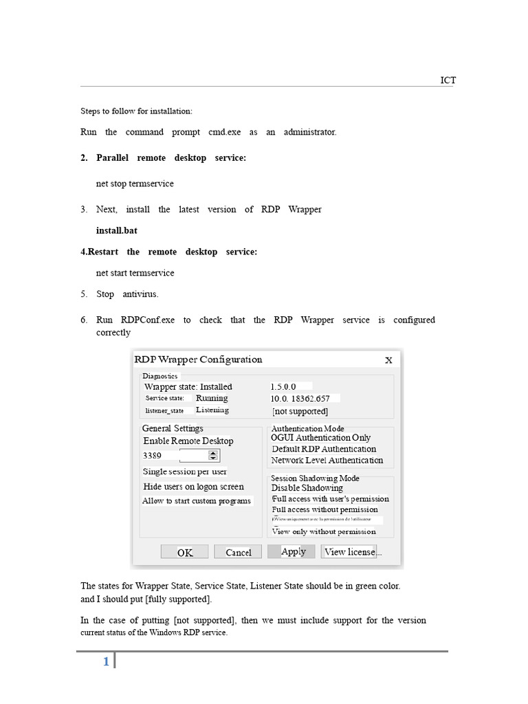 Multiple Remote Desktop Sessions With RDP Wrapper | PDF