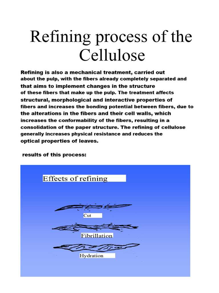 Cellulose Refining Process | PDF | Paper | Fibers