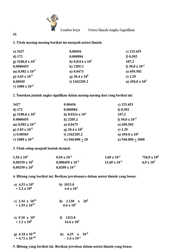 Sig. Figs. Sci. Notation Worksheet Answer Key PDF | PDF