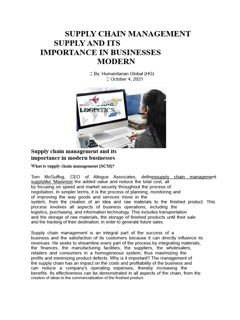 Importance of Supply Chain Management | PDF | Supply Chain Management ...