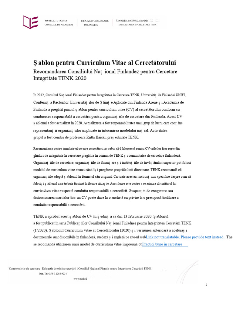 TENK CV Template 2020 | PDF