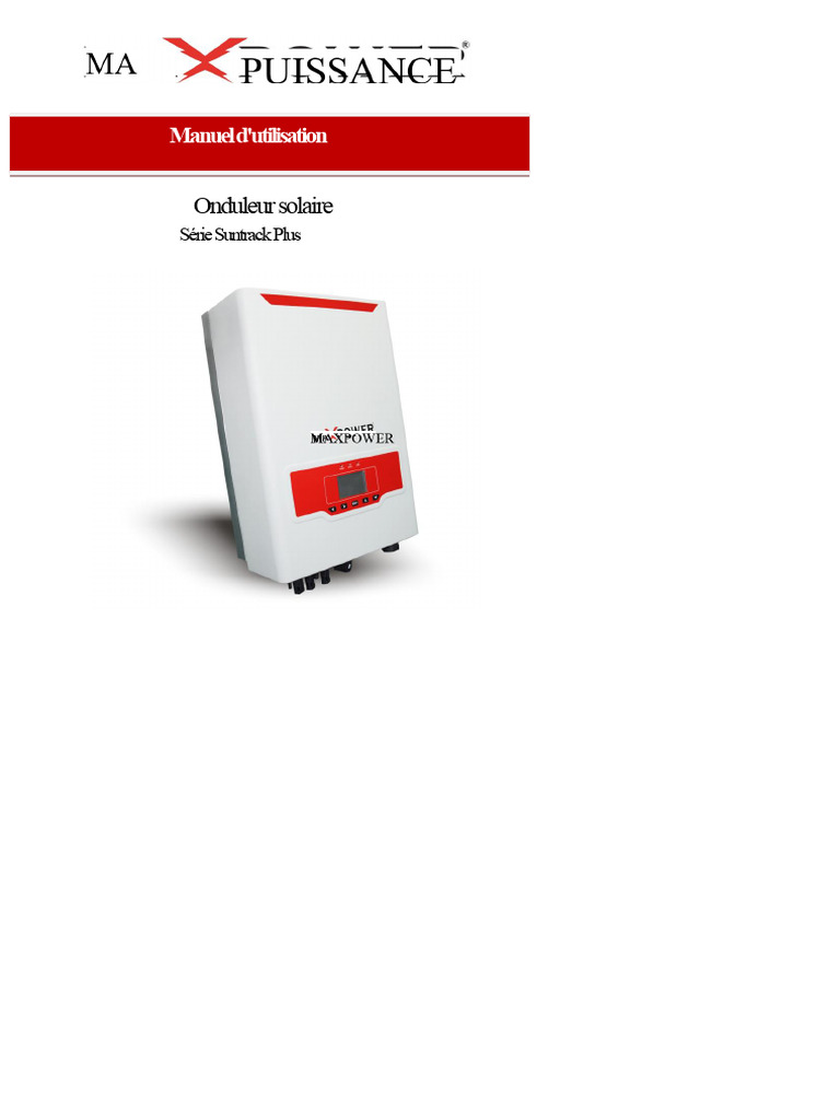 Manuel d'utilisation Onduleur Suntrack Plus | PDF | Onduleur | Panneau ...